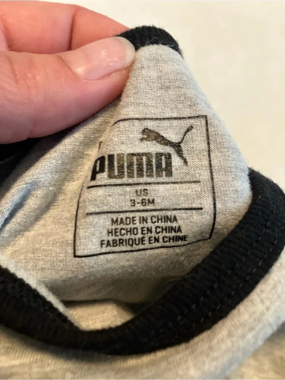 Puma Gray Baby Onesie with Neon Blue Logo